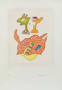 Otmar Alt /Mondgrillentaucher/ Radierung u.Prägung 1974/ 50 Exe./handsigniert/7 - Bild 1 von 1