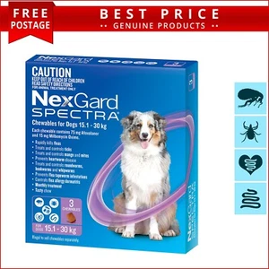 NEXGARD SPECTRA for Dog 15 to 30 Kg 3,6,12 Doses PURPLE Flea Heartworm Control - Picture 1 of 3