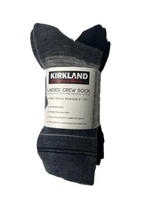 Kirkland Ladies Crew Sock 4 PairMade W/ Extra-Fine Merino Wool Size 6-10-1/2 - Picture 1 of 3