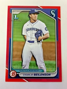 Charlie Beilenson RC /5 1st Bowman Mariners 2024 Bowman Draft Red Parallel 2/5 - Picture 1 of 3