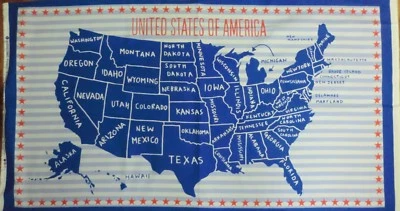 MAPA DE ESTADOS UNIDOS panel de tela ESTRELLAS Y RAYAS DE WINDHAM FABRICS MAPA DE ESTADOS UNIDOS BTP NUEVO Foto 1 de 2