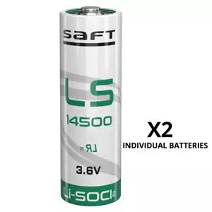 Saft LS14500 Li-SOCI2 Lithium Thionyl Chloride 3.6V AA Batteries x 2 - Picture 1 of 6