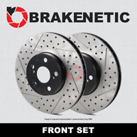 F&R BRAKENETIC SPORT DRILLED Brake Disc Rotors POSI QUIET Pads BSK80974
