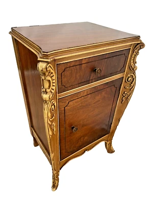 Antique Joerns Nightstand Cabinet Walnut Hand Carved French Provincial Style - Image 1 of 4