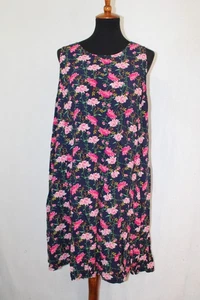Old Navy Sleeveless Sundress Sz XXL Navy Blue Pink Floral Rayon - Picture 1 of 6