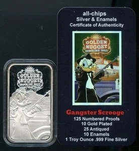1-0z All-Chips Mint Gangster Dagobert Golden Nugget Las Vegas .999 Fine Silver PR - Bild 1 von 4