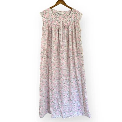 Vestido Camisón Floral 100% Algodón Encaje Reina Ana Eileen West De Colección Talla L EE. UU. Foto 1 de 4