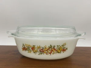 ANCHOR HOCKING 1.5 Quart CASSEROLE DISH #433 Spice Of Life w/clear flat LID, VTG - Picture 1 of 9