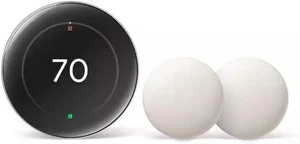 NEW Google Nest Learning Thermostat 4th Gen Polished Obsidian black 2 SENSORS  - Picture 1 of 4