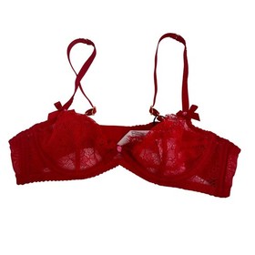 Agent Provocateur Alina Lorna Lace Bra Red Underwired Bows 36A Coquette Sexy NWT