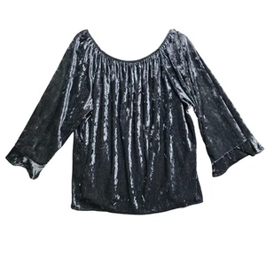 Valerie Stevens 2X Crushed Velvet Whimsigoth Boho Off-Shoulder Bluse Glockenärmel - Bild 1 von 10