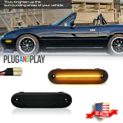 2X Luces de señalización LED frontales ámbar con lente ahumada para Mazda MX-5 MIATA 1990-2005 Foto 1 de 4