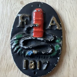 Vintage Feuerwehrmann Verein 1817 Tannenzeichen Schild Plakette - Bild 1 von 9