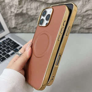Gold-Plated Bumper Slim Shockproof Magnetic Case For iPhone 16 Pro Max/16e/15/14 - Imagen 1 de 14