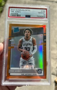 2020 PANINI DONRUSS OPTIC TRE JONES ORANGE RATED ROOKIE PRIZM /199 PSA 10