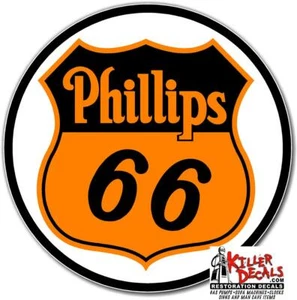 (PHIL2) ADESIVO 6" TONDO PHILLIPS 66 SCUDO BENZINA DECALCOMANIE GAS E OLIO - Foto 1 di 1