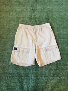 Vintage Bugle Boy Baggy Cargo 1990s Shorts Beige Skater Skate Grunge Mens 34 - Picture 1 of 8