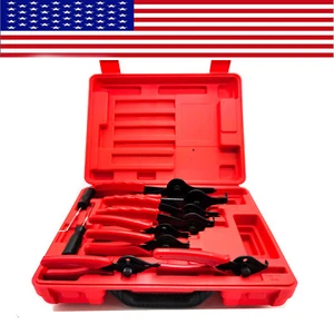 Snap Ring Pliers Set 11-Pcs Heavy Duty Heat Treated Carbon Steel Vinyl Handles - Picture 1 of 2
