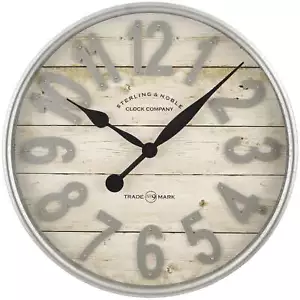 Indoor 20" White and Galvanized Raised Arabic Farmhouse Analog Wall Clock - Picture 1 of 5