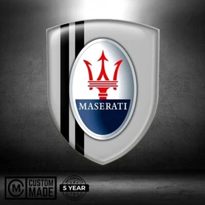 Maserati Sticker | Fender Badge Decal | Side Logo Trunk Bumper Laptop etc. - Picture 1 of 7