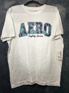 New, Aeropostale, White Short Sleeve Floral Logo T Shirt, Large For Men. - Picture 1 of 4