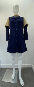 Vintage MOD GOGO 70s Eloise Curtis Jersey Knit Dress Set SZ 7 Faux Denim (MÄNGEL - Bild 1 von 21