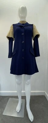 Conjunto de Vestido Tejido Jersey Vintage Años 60 MOD GOGO Eloise Curtis Talla 7 Imitación Denim (DEFECTOS Foto 1 de 4