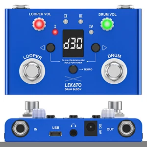 LEKATO Drum + Looper + Tuner Guitar Pedal 30 Drums 4 Slot Loops 11mins Recording - Picture 1 of 9
