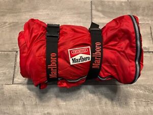 Vtg Marlboro Plaid Red & Black Fleece Sleeping Bag Backpacking Camping