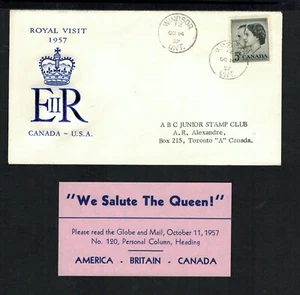 Canada #374, 1957 5¢ Royal Visit, Leaving Canada Visit VF - Picture 1 of 1
