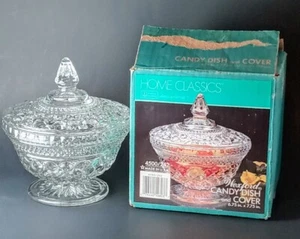 VTG Anchor Hocking Wexford Candy Dish & Cover 6.75" by 7.75" w/Original Box USA - Picture 1 of 16
