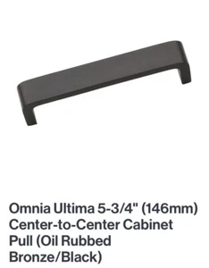 Omnia 6” Ultima 5-3/4" C-C Cabinet Pull Oil Rubbed Bronze/Black 9005/146 10B - Picture 1 of 2