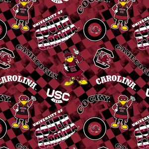 University of South Carolina Cotton Fabric-USC Gamecocks Check Allover-1370 - Picture 1 of 1
