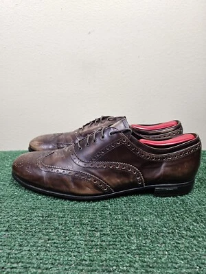 Prada 2EA038 Vintage Dark Brown Leather Wingtip Brogues Oxfords Shoes Mens 9 - Image 1 of 4