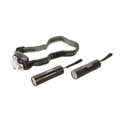 Led Flashlight & Headlight 3Pce Torches & Lighting Leisure Silverline 700883 - Image 1 of 3