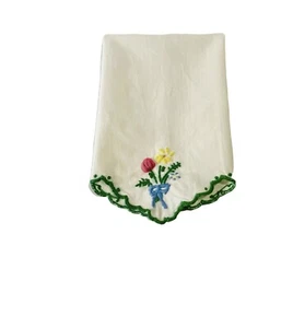 Handgefertigte Vintage bestickte 3-D Blumen überbackener Rand Serviette ca. 12,5” (L) x 9” (B) - Bild 1 von 4
