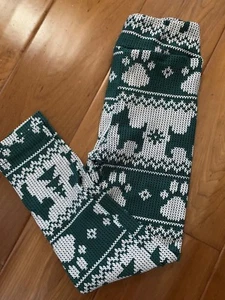  Lularoe Leggings S/M Kids Green Scottie Dog Paw New - Picture 1 of 2