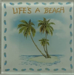 LIFE'S A BEACH"" 3,5""x3,5"" Glasuntersetzer - 4er Set/Gebraucht - Top Zustand - Bild 1 von 4