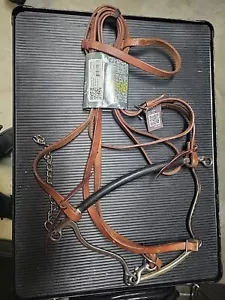 Bridal Set CR953B BROWN HORSE BRIDLE SET Hackamore loop reins By Reinsman - Picture 1 of 4