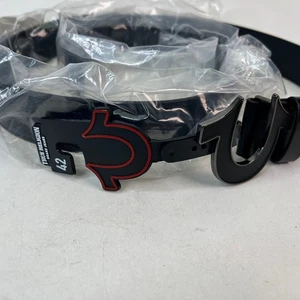 True Religion Gürtel schwarz Hufeisen Emaille Schnalle Größe 42 - Bild 1 von 8