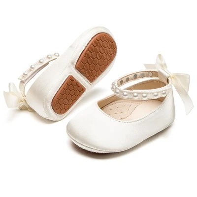 Baby Girls Satin Ivory White Mary Jane Flats - Infant 12-18 Months Walking Sh... - Image 1 of 4