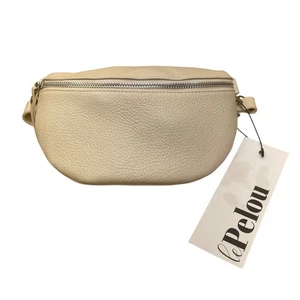 LePelou Damen Umhängetasche weiß elfenbein Echtleder silberne Beschläge - Bild 1 von 11