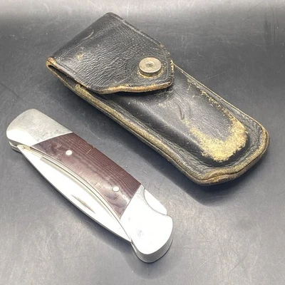 Cuchillo Plegable De Colección Buck 500 Duke Cuchillo con Mango de Madera con Funda EE. UU. Buen Presión Foto 1 de 4