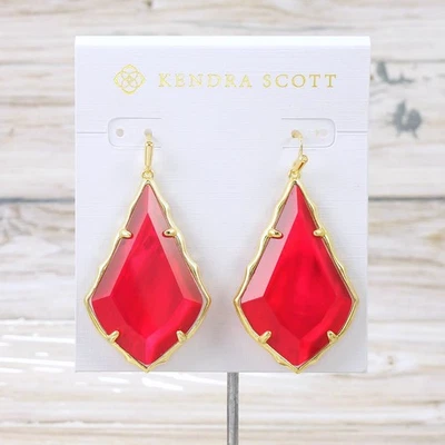 Nuevo sin etiquetas Pendiente Kendra Scott Grande Alex Facetado Arándano Rojo Ilusión Chapado en Oro Foto 1 de 4