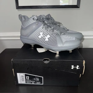 UNDER ARMOUR MLB Yard Mid MT Bulk Men's Sz 12 Gray Baseball Cleats 3026943-101 - Picture 1 of 11