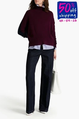 PVP €407 OTOÑO CACHEMIR Jersey Cachemir Talla L Dos Tonos Medio Tejido Cuello Alto Foto 1 de 4