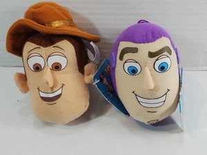 Buzz Lightyear & Woody Disney Toy Story Backpack Clip Keychain Plush Heads NWT - Picture 1 of 12
