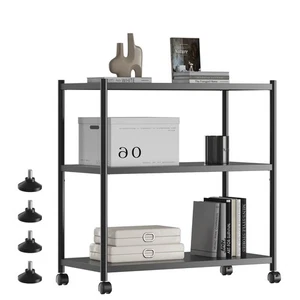 ZZL 3 Tier Small Bookshelf 31.49" Width,Metal Bookcase w/Wheels,Industrial Bo... - Picture 1 of 7