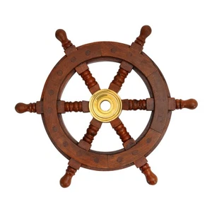 Wooden Ship Wheel 12″ – Nautical Pirate Wall Art, Maritime Decor - Picture 1 of 4