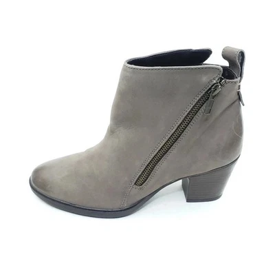 Botas al tobillo Rockport Cobb Hill de cuero topo con cremallera lateral tacón bloque para mujer talla 8,5 Foto 1 de 4